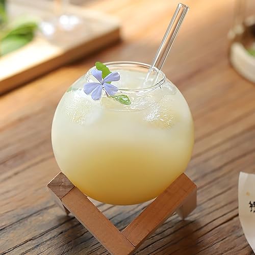 Generic Verre à cocktail avec support en bois, tasse ronde à boisson, gobelet à jus de lune, tasse de bar - Nail Gallerys