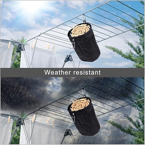 Rovtop 2 Crochets Extra Large Sac pour Pinces à Linge （28X19X20CM） Peut Contenir Jusqu'à 150 Pinces à Linge Sac de Rangement de Pinces à Linge en Tissu Résistant aux Intempéries et à la Corrosion - Nail Gallerys