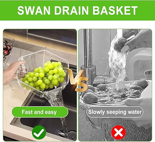 Panier d'égouttement multifonction 2024 avec entonnoir, panier de vidange de cuisine, tamis de vidange transparent, pour laver les fruits, les légumes, la salade, les pâtes alimentaires - Nail Gallerys