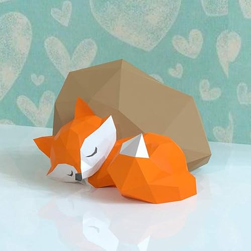 WXMYOZR DIY Décoration Murale Fox Papier Trophée 3D Sculpture Animale Bâtiment Puzzle Apprentissage Jeux Bricolage Activité De Bricolage Papercraft Carton Jeux Éducatifs - Nail Gallerys