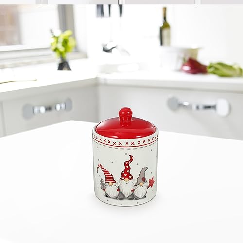 Boîte à biscuits en céramique pour d'hiver avec motif de Noël mignonne décorative en céramique avec couvercle - Nail Gallerys