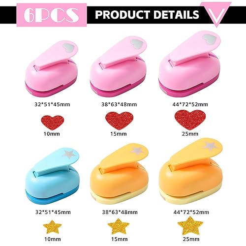 BORDEAG Lot de 6 perforatrices à papier rondes en forme de cœur pour étiquettes cadeaux, scrapbooking, photos, cartes de vœux - Nail Gallerys