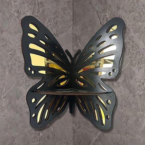 Generisch Étagère d'angle murale - Étagère murale décorative flottante avec design papillon - Étagère en bois vintage pour chambre à coucher, bureau, salle de bain - Nail Gallerys