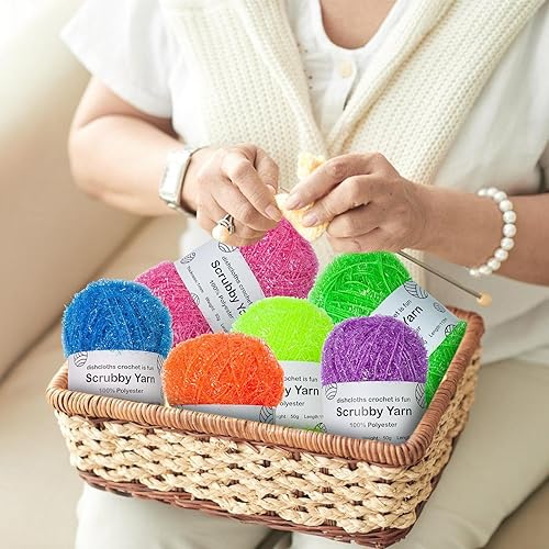 Fibres à récurer | Fil à récurer – Assortiment de chiffons en polyester, fil de polyester pour crochet et tissage pour serviettes de bain, 13 cm - Nail Gallerys