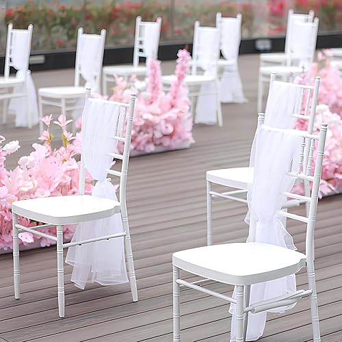 Riceel Nœuds de Chaise en Organza, 2pcs Ruban Chaise Mariage 100x150cm Ruban Décoratif Blanc pour Mariage, Baptême, Décoration à la Main, Décoration de Cour - Nail Gallerys