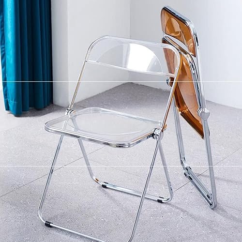 MENGDA Chaise Pliante Moderne en Acrylique Transparent - Chaise Pliante empilable en Cristal - Siège de Salon en Plastique PC - Cadre chromé et Chaise Pliable (1, Blanc, 46 * 46 * 75cm) - Nail Gallerys