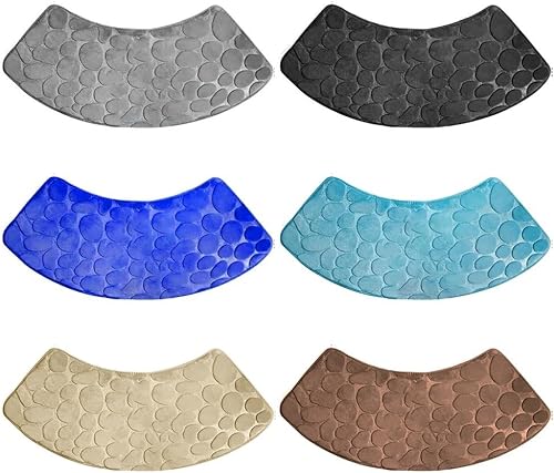 Tapis de bain incurvé en forme d'éventail, antidérapant, lavable, en polyester, tapis de bain semi-circulaire (noir) - Nail Gallerys