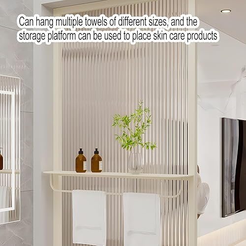 zktoermn Cloison De Séparation, Paravent Décoratif Autoportant, Pare-cloisons en Verre avec Barre Porte-Serviettes, pour Chambre À Coucher, Salle De Bain, Toilettes(Blanc,60x140 cm) - Nail Gallerys