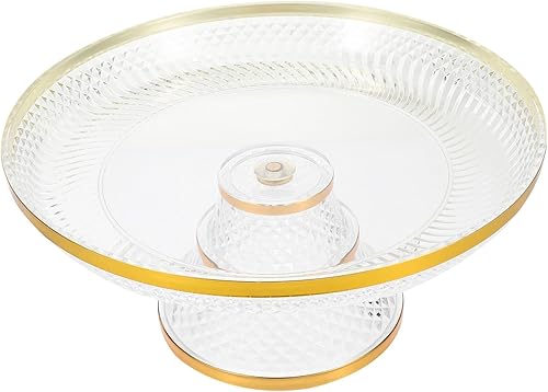 IMIKEYA Bol À Fruits En Verre Avec Base En Or Bord En Verre Gâteau Dessert Plat De Service Bol Sur Pied Transparent Pour Anniversaire Mariage Fête De - Nail Gallerys