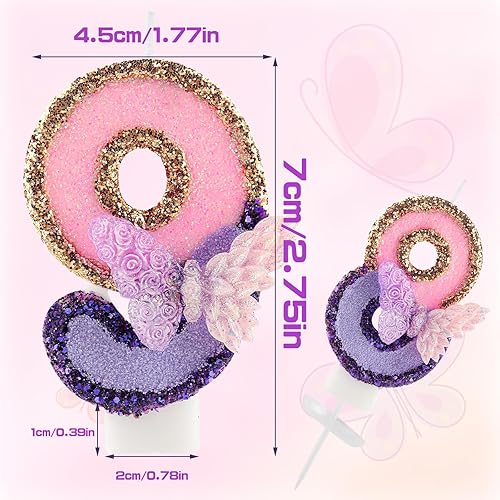 Pink Violet Bougie Numéro d'Anniversaire 6 ans,3D Violet Papillon Bougies Anniversaire,Décorations de Anniversaires pour pour Filles Gâteaux La fête - Nail Gallerys