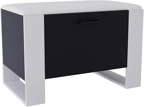 MRBLS Armoire à chaussures avec banc – Design moderne et qualité robuste – Banc à chaussures fermé avec assise rembourrée – Disponible en 6 couleurs (chêne rétro – noir mat), KARO106 - Nail Gallerys