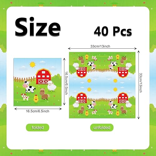 MORAINJAY 40 Serviettes Anniversaire Animaux de la Ferme, Serviettes en Papier Fête Enfant, Déco de Table Baby Shower et Pique-Nique Thème Animaux Ferme - Nail Gallerys