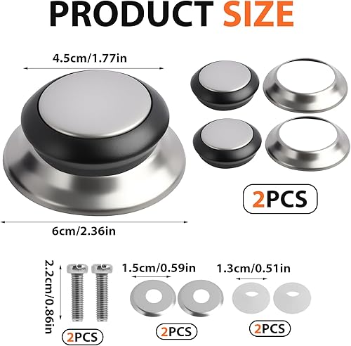 Ensemble de 2 Boutons de Couvercle de Casserole en Acier Inoxydable, Poignées Universelles Remplaçables pour Ustensiles de Cuisine, Compatible avec Tous Types de Couvercles de 5mm à 12mm - Nail Gallerys