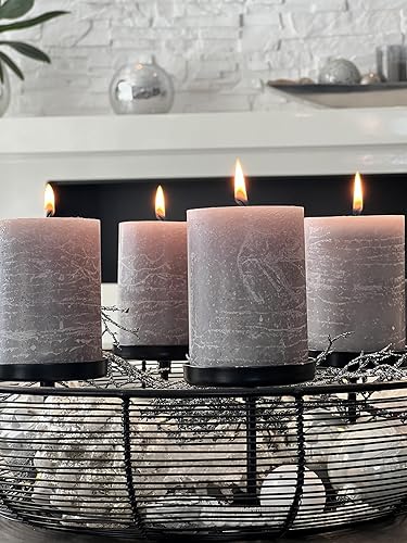 Brandsseller Lot de 4 Bougies Pilier Bougie de Ménage Couronne de l'Avent Noël Cire véritable - Crème - 7 x 7,5 cm - Nail Gallerys