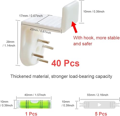 HLIWS Crochet béton,Cadre Photo Crochet Photo Mur-40 Pièces,Crochet Mural en Plastique Invisible,idéal pour suspendre un cadre photo,une horloge - Nail Gallerys