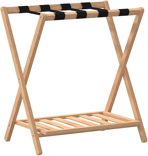 Porte Valise Pliant, Support à Bagages Support Valise pour Chambre Porte-Bagages 68x38x58 cm Bambou - Nail Gallerys