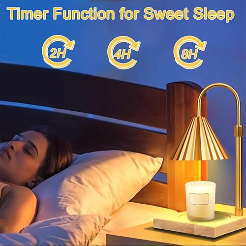 Joysing Lampe Chauffe-Bougie Électrique Avec Minuterie - Hauteur Réglable, Vintage - Pour Bougies Parfumées en Verre - Maison, Chambre - Nail Gallerys