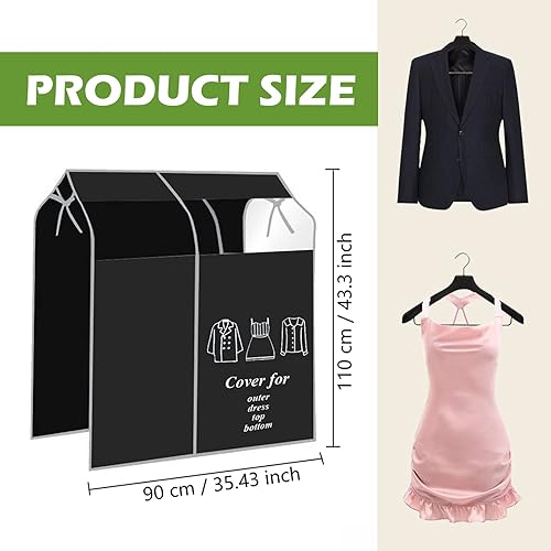 Housse de Vêtement, 90 x 110 cm Housse de Anti-Poussière Protection Portant Universelle Garment Covers pour Tringle à Vêtements Robe Chemise Costumes Manteaux (Noir) - Nail Gallerys
