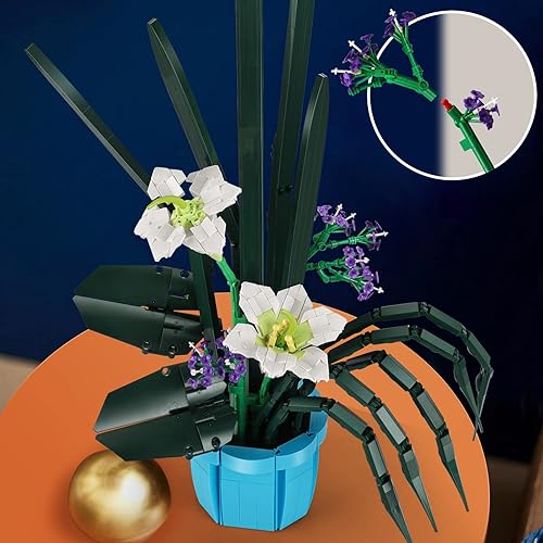 URGEAR Lys Fleur de Luan Construction de Blocs pour Adultes 1513pcs Grande 63*43cm Plantes Artificielles Décoration Botanique Bouquet Set Cadeaux Saint-Valentin Collection Fleurs pour Grand-Mère Maman - Nail Gallerys