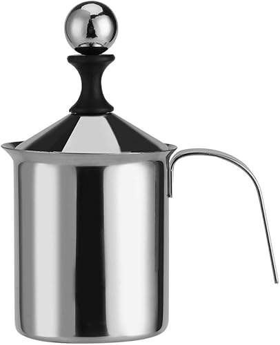 Mousse à lait - Mousse à lait manuelle en acier inoxydable pour mousseur à café Cappuccino 2 tailles (Taille : 400ml) - Nail Gallerys
