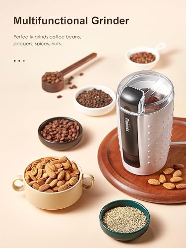 Moulin a Café Electrique, Capacité 100g, Lames en acier inoxydable avec protection anti-usure, 200 watts, Noir (Blanc) - Nail Gallerys