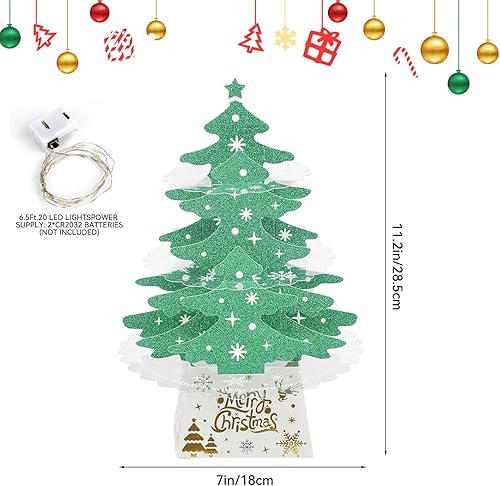 DERAYEE Mini Sapin de Noël avec Eclairage LED - Petit Arbre de Noël Pliable Scintillant pour Enfant- Décoration de Noël - 28.5cm - Nail Gallerys