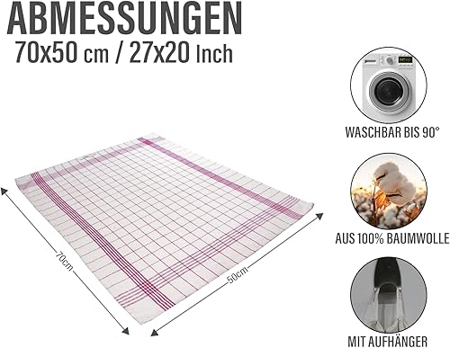 Lot de 10 torchons absorbants 100 % coton pour la cuisine et la maison, 50 x 70 cm, en coton non pelucheux, avec crochet de suspension pratique - Nail Gallerys