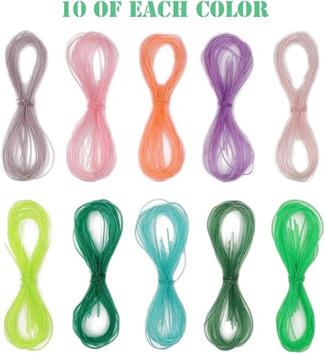 Lot de 200 Strings scoubidou en Plastique tressé, 20 Couleurs, avec 15 Clips à Clipser et 15 Anneaux pour Porte-clés, pour Bricolage, travaux manuels, Porte-clés - Nail Gallerys