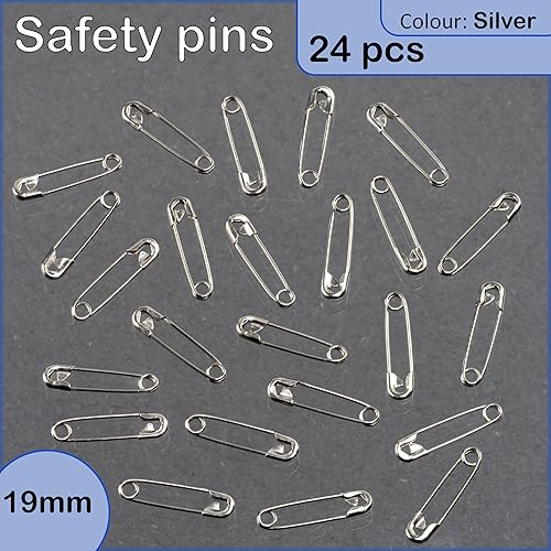 AERZETIX - Lot de 72 Épingles de sûreté à nourrice Classiques 22 mm - en métal - Couleur Noir - travaux de Couture Textile créations Bijoux décorations DIY - Nail Gallerys