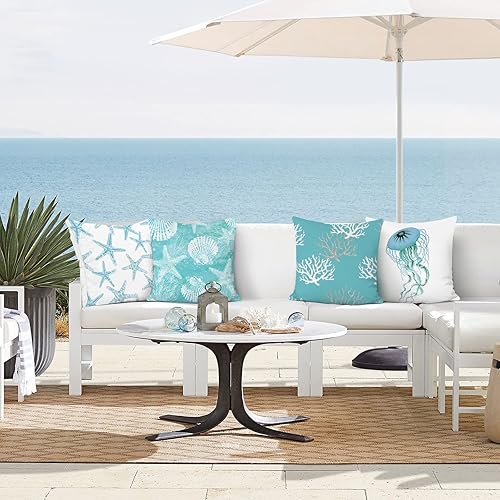 Bonhause Lot de 2 housses de coussin décoratives pour canapé, chambre à coucher, 30 x 50 cm, motif hippocampe et tortue de mer - Nail Gallerys