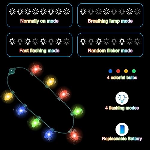 Ampoules LED clignotantes pour collier - Accessoires pour Halloween - Jouet de collier lumineux dans le noir - Pour enfants et adultes - Décoration de cadeau pour fête - Nail Gallerys
