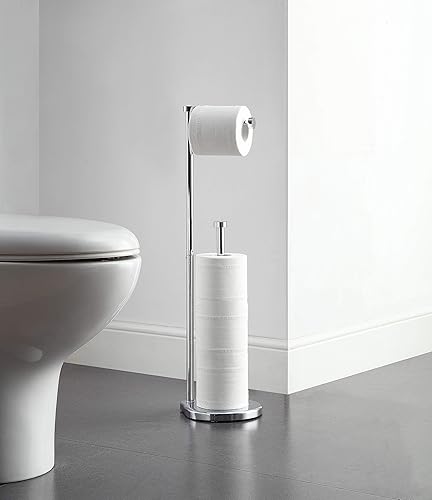 SunnyPoint - Support de Papier Toilette sur Pied avec réserve - Réserve suffisante pour Gros Rouleaux - Chrome - Nail Gallerys