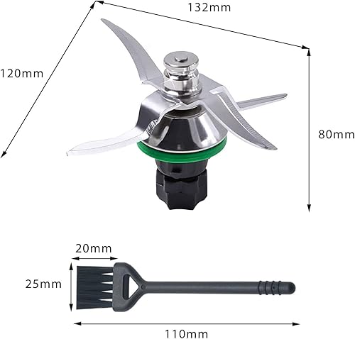 NIYATA Accessoires pour Thermomix tm6,Couteau Lame de Rechange pour Vorwerk TM5 TM6,Lame pour TM5 TM6,Hacher et Mélanger les Aliments,avec Brosse de Nettoyage,Argent - Nail Gallerys
