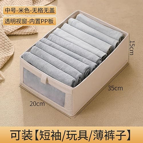 ESTINTENG Fenêtre visuelle en tissu, boîte de rangement en coton et lin, armoire pliable, rangement et organisation, boîte de rangement de vêtements de grande taille, beige -35 x 20 x 15 cm - Nail Gallerys