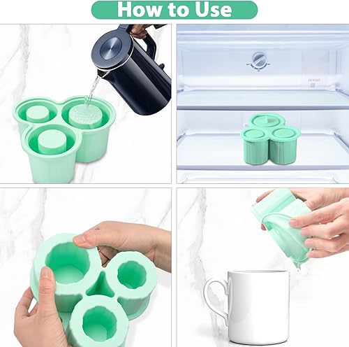 Bac à glaçons en silicone pour gobelet isotherme Stanley - Bac à glaçons à 3 compartiments - Avec couvercle - Sans BPA - Bac à glaçons en silicone sûr et sain - Pour gobelets de 40 oz - Nail Gallerys