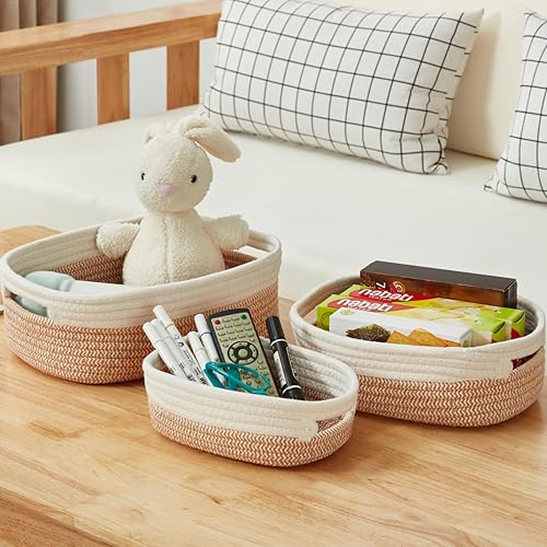 Sagittar Lot de 7 paniers de rangement en corde de coton tissée à la main pour organiser et ranger les vêtements ou les nécessités quotidiennes, pour chambre d'enfant, salon, salle de bain - Nail Gallerys