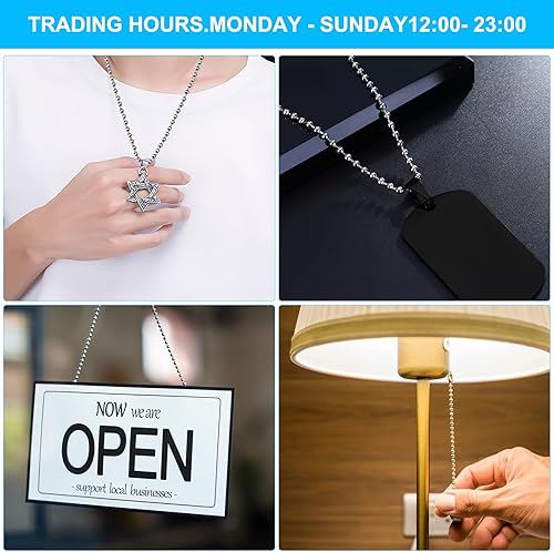 TNSLAND 10M Chaîne à Boules en Acier Inoxydable, Chaîne à Boules Argent 2.4 mm de Diamètre avec 50 Connecteurs de Chaîne à Boules pour la décoration DIY, projets d'artisanat de porte-clés Tag Lanyards - Nail Gallerys