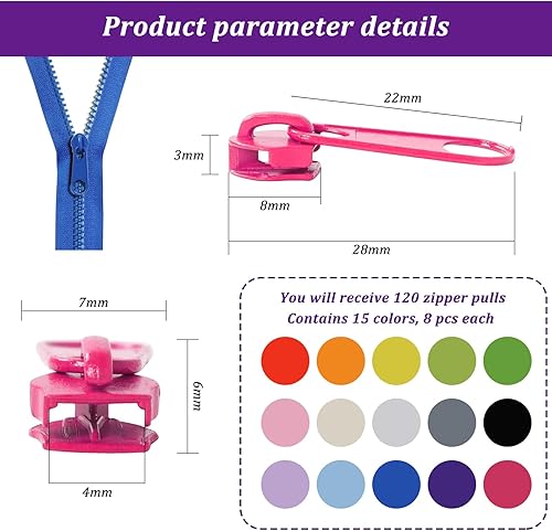 WestCH 120 Pcs Curseur Fermeture Eclair Clipsable 3# Réparation Fermeture Éclair Couleur Zip Fermeture Eclair Zip Repair Kit Zipper Fermeture Eclair pour Vestes Valise Robe Sacs à Dos - Nail Gallerys