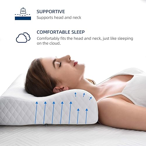 NOFFA Oreiller Cervical Ergonomique Doux, Oreiller Orthopédique en Mousse Spéciale, Coussin Cervicales Contour pour Support de Cou, Housse Amovible et Lavable, 60x38 cm - Nail Gallerys