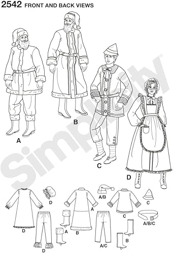 Simplicity 2542Costumes pour Adultes, Papier, Blanc, BB (L-XL) - Nail Gallerys