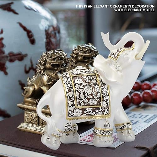 Éléphants Statue, Elephant Blanc Statue Vintage Elephant Decoration Statue Elephant Decoration Elephant Statue Éléphant Sculpture Tronc Richesse Collectionner Chanceux Figurine Home Office Décoration - Nail Gallerys