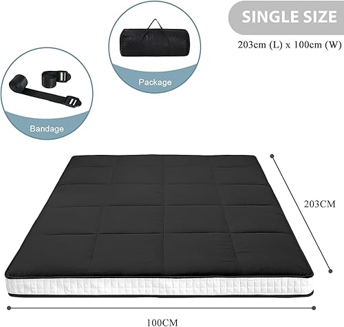 SUNYRISY Matelas futon japonais, matelas de lit épais et pliable, surmatelas enroulable, tatami, chaise longue, lit d'invité, pour camping, canapé, voiture, gris, très grand lit - Nail Gallerys