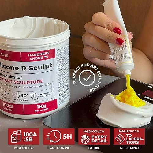 Caoutchouc de silicone pour sculpteurs R SCULPT, à deux composants et facile à utiliser, copie tous les détails fins et est compatible avec les résines, le plâtre, le béton et d'autre (1 kg) - Nail Gallerys