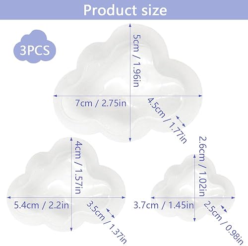3 Pièces Moule Savon Moule Silicone Bougie en Forme Nuage Moule Silicone Resine Epoxy pour DIY Bougie,Savon,Platre,Pendentifs Décoratifs(Transparent) - Nail Gallerys