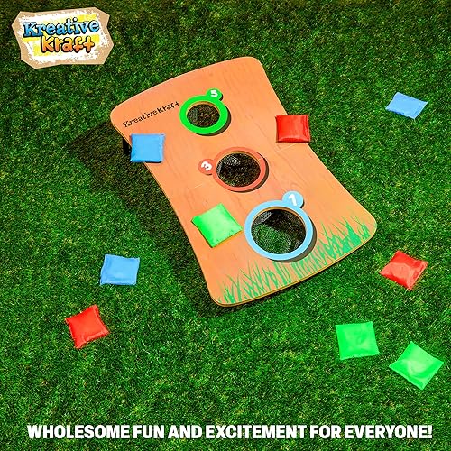 KreativeKraft Jeu de Lancer de Sac avec Table en Bois Jeu Cornhole Intérieur Extérieur Enfant Adulte et Famille Jardin Fêtes Camping Kermesse - Nail Gallerys