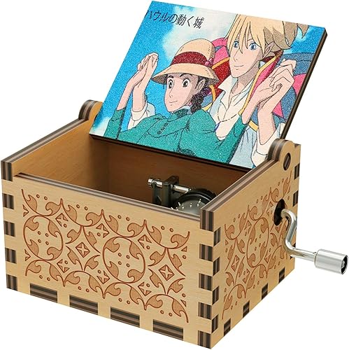 Sophie Boîte à musique à manivelle en bois sculpté antique pour anniversaire, Noël/Nouvel An (Bois-Style-C) - Nail Gallerys