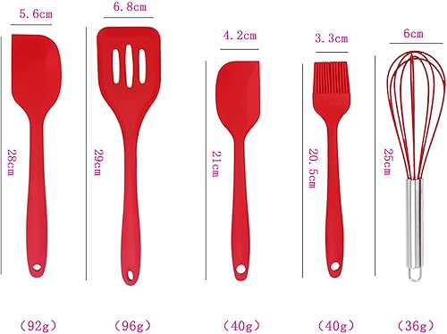 CHAMEEN Ustensiles de cuisine en silicone platine sans BPA avec noyau en nylon Kitchen Essentials - Lot de fouets et spatules en silicone - Nail Gallerys