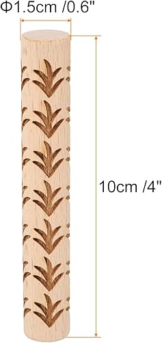 sourcing map Rouleau d'argile en bois de 10,2 cm avec motif vague d'eau, rouleaux en bois, outils de poterie, rouleaux de texture de grain de bois pour argile, pâtisserie, pâte à modeler, bricolage - Nail Gallerys