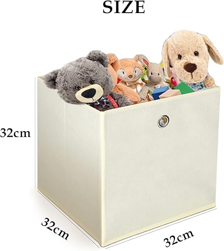 BALLSHOP Lot de 4/8/10/12 Cubes de Rangement, bacs cubiques de rangement pliables, pour Jouets, Vêtements, Chambre d'enfant - 32 x 32 x 32 cm/Beige/Gris/Noir (Lot de 4 Noir) - Nail Gallerys