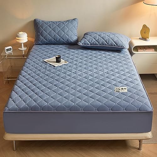 Protège-matelas matelassé personnalisable avec fermeture éclair - Drap-housse entièrement amovible et lavable - Taille simple/double/king size - 90 x 200 + 30 cm - Gris - Nail Gallerys